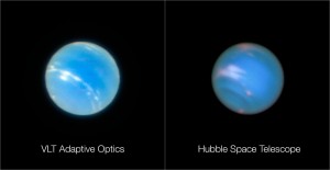 Una de estas fotos de Neptuno está hecha desde la superficie de la Tierra (y no es la que se ve borrosa)