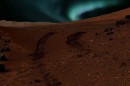 Aurora boreal azul captada en los cielos de Marte